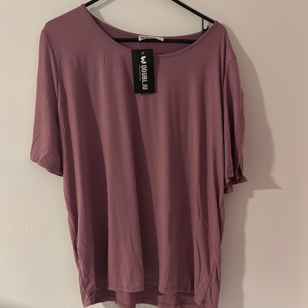 Doublju Pink Relaxed Oversized Short Sleeve Tee